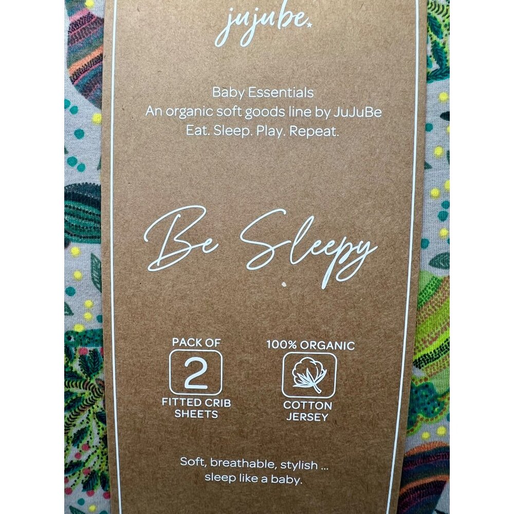 JuJuBe "Be Sleepy" 2-Pack Fitted Crib Sheets 100% Organic Cotton Jersey - Picture 3 of 7